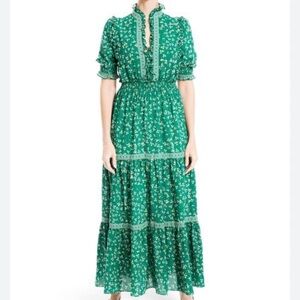 Floral Tiered Max Studio Maxi Ruffles Sz S Boho Prairie Garden Cottagecore Dress